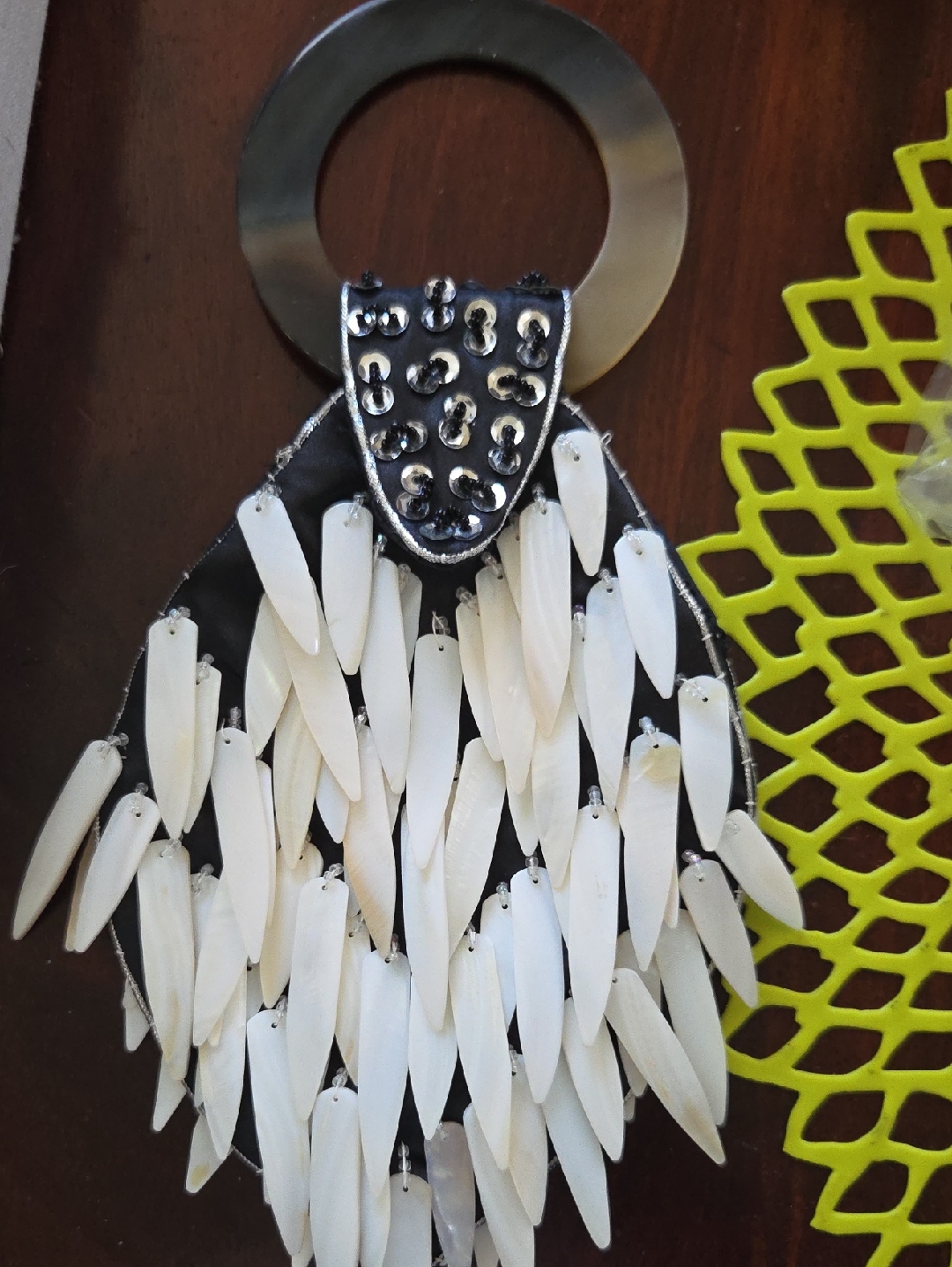 Vintage, White Cascade Mother Of Pearl Jingle Purse